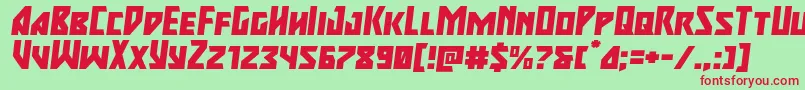 majorforceexpandital Font – Red Fonts on Green Background