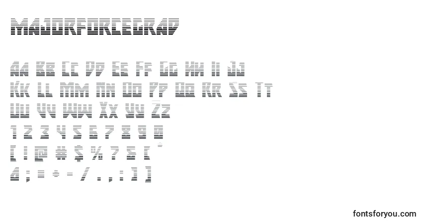 A fonte Majorforcegrad (133434) – alfabeto, números, caracteres especiais