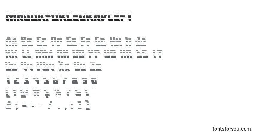 Fuente Majorforcegradleft (133436) - alfabeto, números, caracteres especiales
