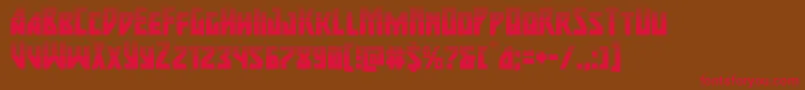 フォントmajorforcehalf – 赤い文字が茶色の背景にあります。