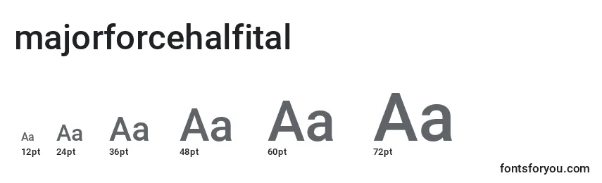 Размеры шрифта Majorforcehalfital (133438)