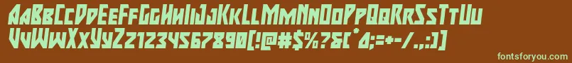 majorforceital Font – Green Fonts on Brown Background