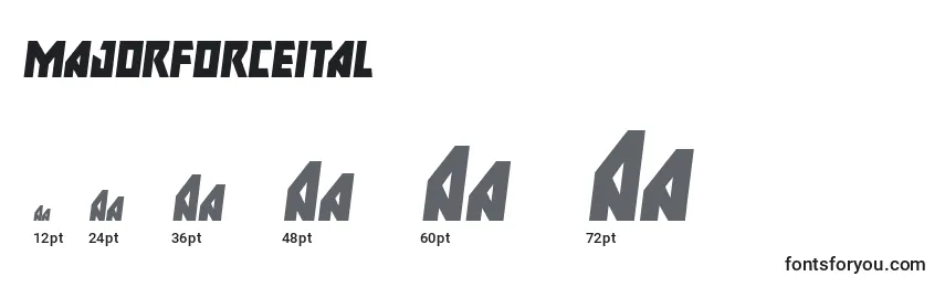 Размеры шрифта Majorforceital (133440)