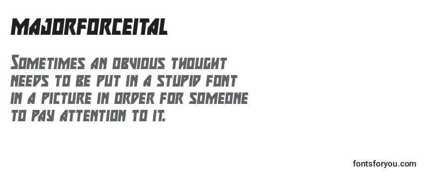 Review of the Majorforceital (133440) Font