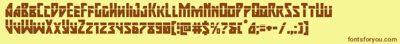 フォントmajorforcelaser – 茶色の文字が黄色の背景にあります。