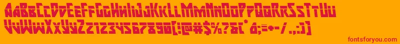 majorforcelaserleft-Schriftart – Rote Schriften auf orangefarbenem Hintergrund
