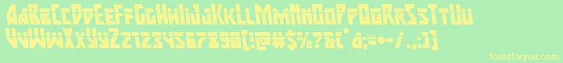 majorforcelaserleft-Schriftart – Gelbe Schriften auf grünem Hintergrund