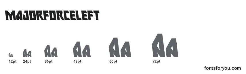 Размеры шрифта Majorforceleft (133444)