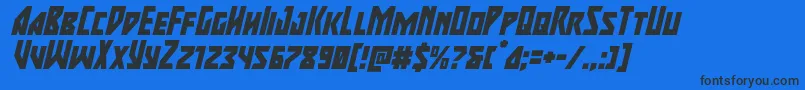 majorforcesuperital Font – Black Fonts on Blue Background