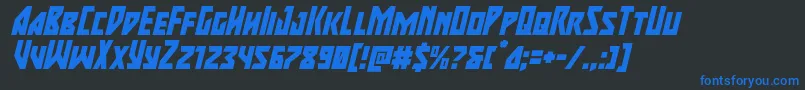 Шрифт majorforcesuperital – синие шрифты на чёрном фоне