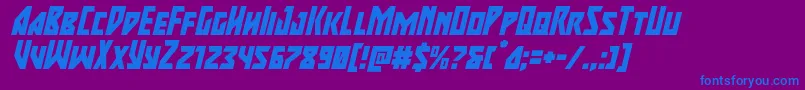 フォントmajorforcesuperital – 紫色の背景に青い文字
