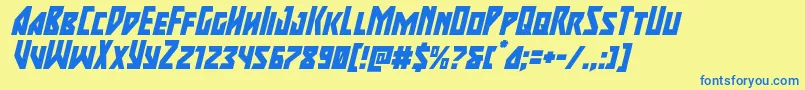 majorforcesuperital Font – Blue Fonts on Yellow Background