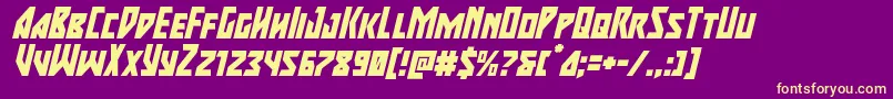 majorforcesuperital Font – Yellow Fonts on Purple Background