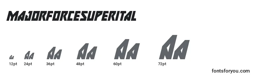 Размеры шрифта Majorforcesuperital (133445)