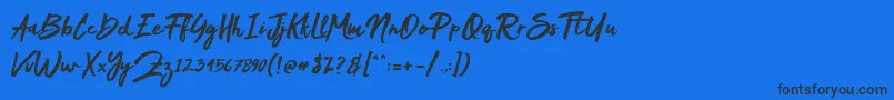 Mak Dah-Schriftart – Schwarze Schriften auf blauem Hintergrund