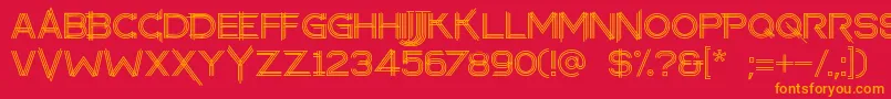 フォントmakayla – 赤い背景にオレンジの文字