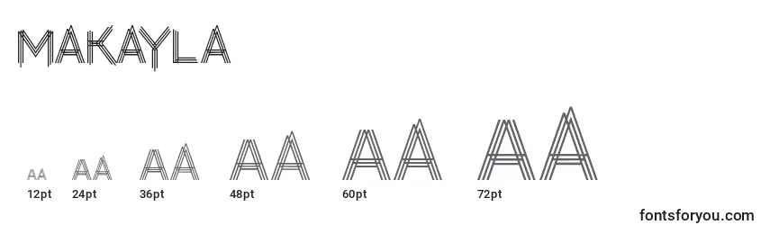 Размеры шрифта Makayla