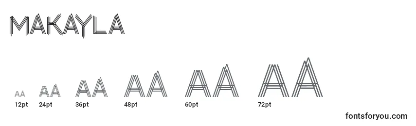 Größen der Schriftart Makayla