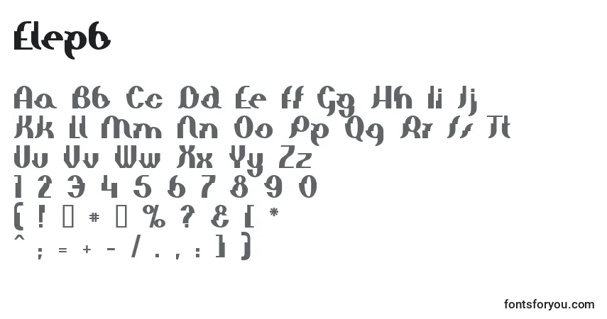 A fonte Elepb – alfabeto, números, caracteres especiais