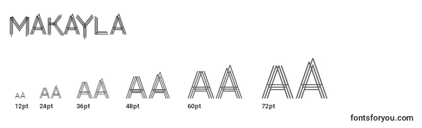 Размеры шрифта Makayla (133450)
