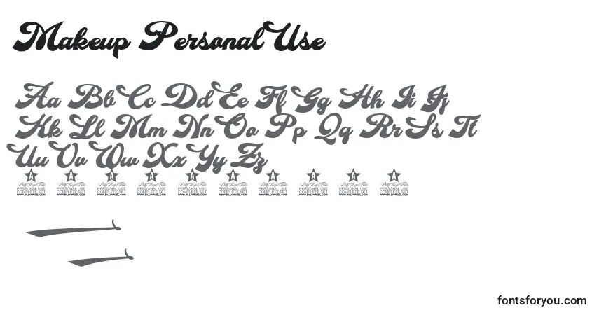 Шрифт Makeup Personal Use – алфавит, цифры, специальные символы