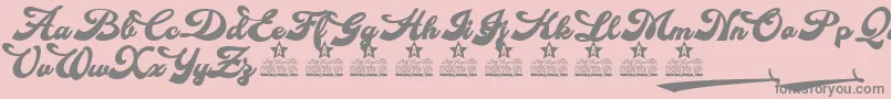 Lisätietoja Makeup Personal Use-fontista Makeup Personal Use-fontti – harmaat kirjasimet vaaleanpunaisella taustalla