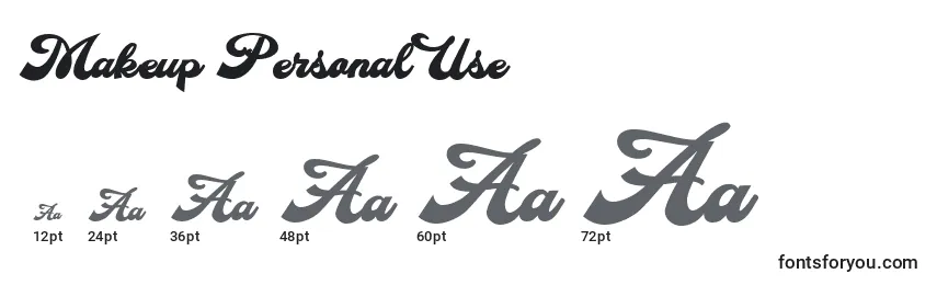 Makeup Personal Use Font Sizes