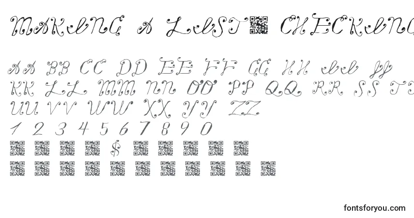 A fonte Making a List, Checking it Twice – alfabeto, números, caracteres especiais