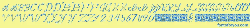 Making a List, Checking it Twice Font – Blue Fonts on Yellow Background