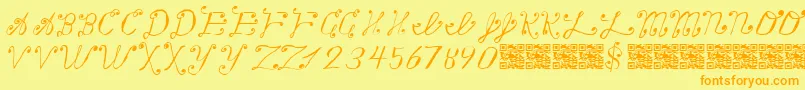 Making a List, Checking it Twice Font – Orange Fonts on Yellow Background
