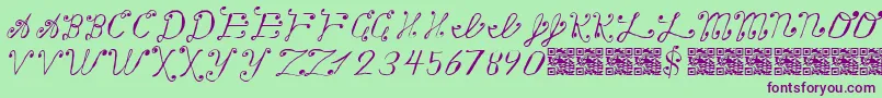 Making a List, Checking it Twice Font – Purple Fonts on Green Background