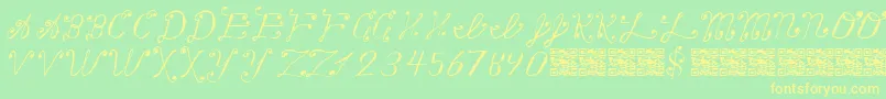 Making a List, Checking it Twice-Schriftart – Gelbe Schriften auf grünem Hintergrund