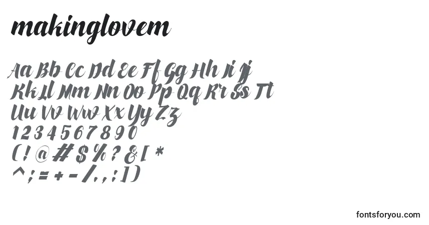 Czcionka Makinglovem – alfabet, cyfry, specjalne znaki