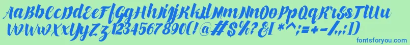 makinglovem-Schriftart – Blaue Schriften auf grünem Hintergrund