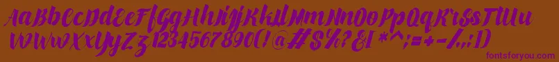 makinglovem-Schriftart – Violette Schriften auf braunem Hintergrund