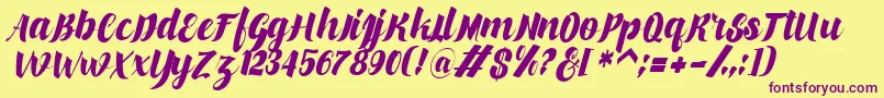 makinglovem-Schriftart – Violette Schriften auf gelbem Hintergrund