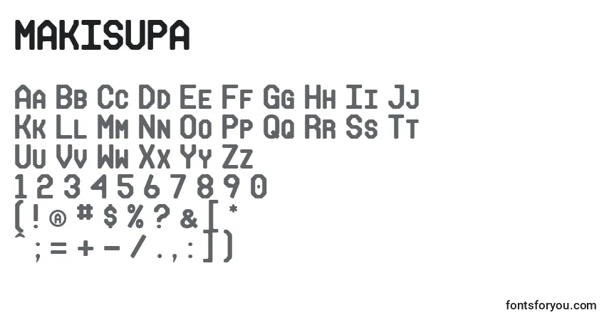 A fonte MAKISUPA (133459) – alfabeto, números, caracteres especiais