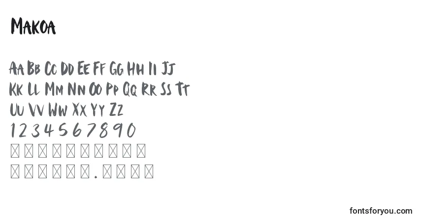 Шрифт Makoa – алфавит, цифры, специальные символы