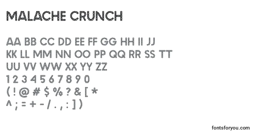 A fonte Malache crunch – alfabeto, números, caracteres especiais