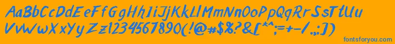 MALAKA BRUSH Font – Blue Fonts on Orange Background