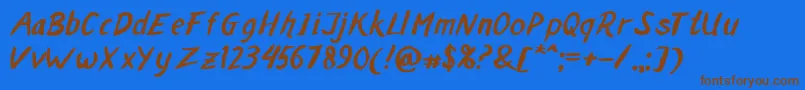 MALAKA BRUSH Font – Brown Fonts on Blue Background