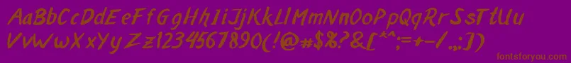 MALAKA BRUSH-Schriftart – Braune Schriften auf violettem Hintergrund