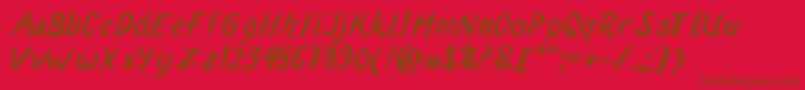 MALAKA BRUSH-Schriftart – Braune Schriften auf rotem Hintergrund