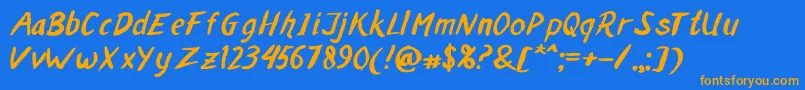 MALAKA BRUSH Font – Orange Fonts on Blue Background