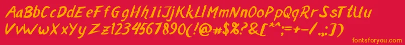 MALAKA BRUSH-Schriftart – Orangefarbene Schriften auf rotem Hintergrund
