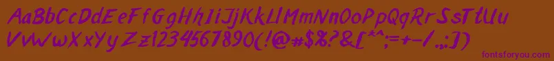 MALAKA BRUSH-Schriftart – Violette Schriften auf braunem Hintergrund