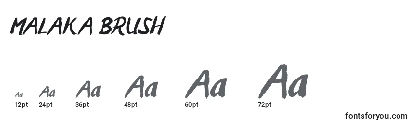 Размеры шрифта MALAKA BRUSH