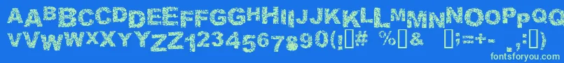 MALAPROPISM Font – Green Fonts on Blue Background