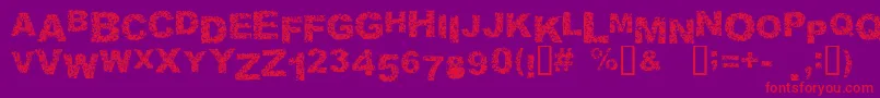 フォントMALAPROPISM – 紫の背景に赤い文字