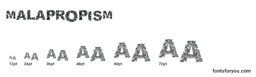 Größen der Schriftart MALAPROPISM (133464)